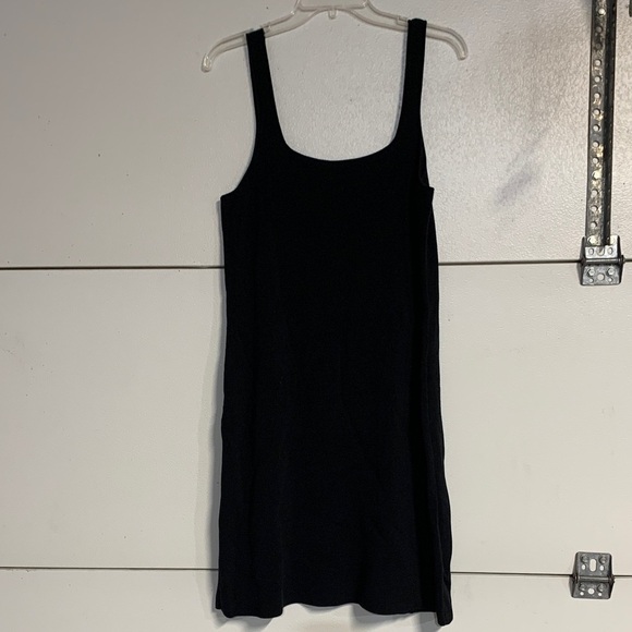 J CREW WOMENS SQUARE NECK KNIT MINI DRESS BLACK LARGE - Picture 2 of 9